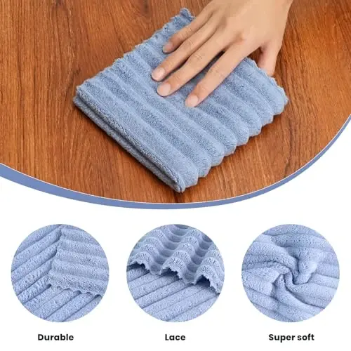 Neessno 12'li Temizlik Bezi, Ultra Yumuşak Emici Hızlı Kuruyan Mikrofiber Temizlik Bezleri, Çizmez, Yeniden Kullanılabilir, Yıkanabilir, Tüy Bırakmayan Mutfak, Pencere, Cam, Araba için Temizlik Bezleri, 30x30cm (Camel) - NEESSNO (1)