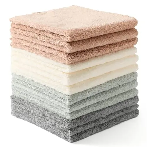 Neessno 12 Pack Cleaning Cloth,Ultra Soft Absorbent Quick Drying Microfiber Cleaning rags,No scratches,Reusable,Washable,Lint Free Cleaning Towels for Kitchen,Window,Glass,car,11.8