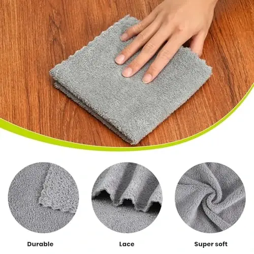 Neessno 12 Pack Cleaning Cloth,Ultra Soft Absorbent Quick Drying Microfiber Cleaning rags,No scratches,Reusable,Washable,Lint Free Cleaning Towels for Kitchen,Window,Glass,car,11.8