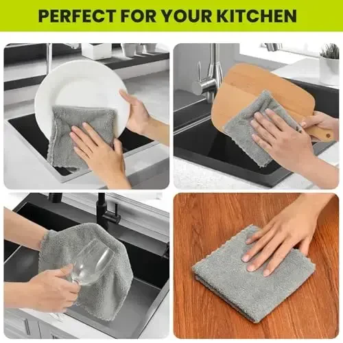 Neessno 12 Pack Cleaning Cloth,Ultra Soft Absorbent Quick Drying Microfiber Cleaning rags,No scratches,Reusable,Washable,Lint Free Cleaning Towels for Kitchen,Window,Glass,car,11.8