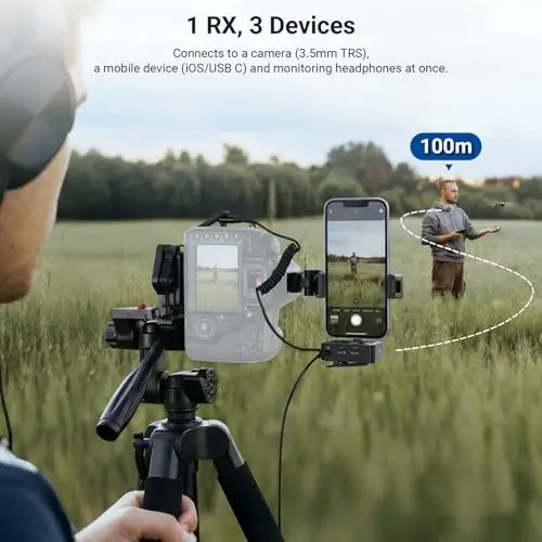 NEEWER CM26 Pro AI Wireless Microphone Compatible with iPhone Android Phone Camera PC, Lavalier Lapel Mic DSP/MCU Noise Cancellation Mute Gain Low Cut 48KHz/24Bit 88dB SNR 50H Battery 100m Range - 6