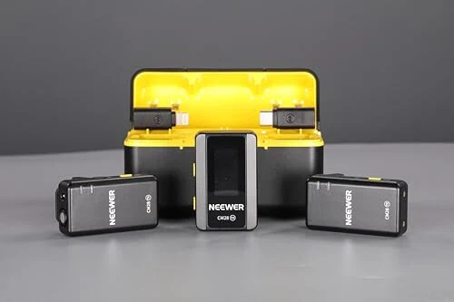 NEEWER CM28 (1 RX + 2 TX + Charging Case), Wireless Lavalier Microphone, Smart Noise Cancelling, 48KHz/16Bit 9 Hrs Uncompressed Recording, 656ft/200m Range, Lav Mic for iPhone, Android, Camera - NEEWER (1)