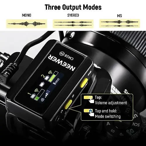 Neewer CM28 simsiz Lavalier mikrofon tizimi zaryadlovchi quti shovqinni bekor qilish 4GB saqlash joyi 9 soat yozib olish 48KHz 16 Bit siqilmagan audio lapel mikrofoni iPhone iPad Android PC kamerasi bilan mos - 6