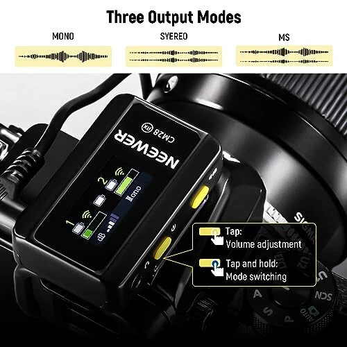 Neewer CM28 Wireless Lavalier Microphone System with Charging Case Noise Canceling 4GB Storage 9Hrs Recording 48KHz 16 Bit Uncompressed Audio Lapel Mic Compatible with iPhone iPad Android PC Camera - 6