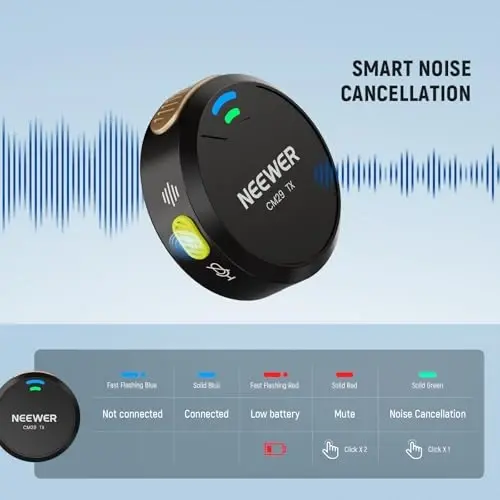 NEEWER CM29 Mini Wireless Microphone, 48KHz/24Bit Noise Cancelling Clip On Lav Mic, 25H Battery, 150m Range, Compatible with iPhone iPad Android DJI Insta360 Camera PC Mac (1RX+2TX+Charging Case) - 5