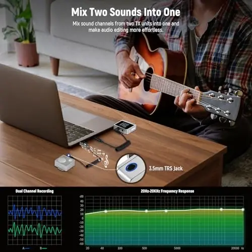 Neewer CM31 Kablosuz Yaka Mikrofonu, 8GB Depolama Alanı, 250m Menzil, 48KHz 24Bit Gürültü Önleme, iPhone iPad Android PC Kamera YouTube/TikTok Yayın Podcast Röportaj ile Uyumlu - 4