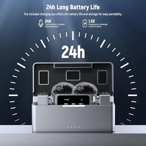 Neewer CM31 Wireless Lavalier Microphone with 8GB Storage 820ft Range 48KHz 24Bit Noise Cancelling Compatible with iPhone iPad Android PC Camera YouTube/TikTok Stream Podcast Interview - 3