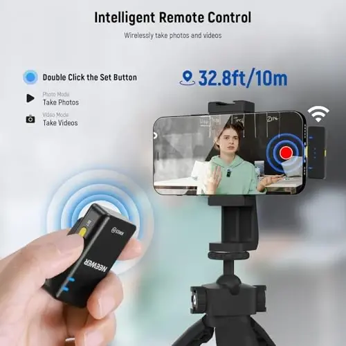 NEEWER KM15 Wireless Lavalier Microphone System Compatible with iPhone Android Phone PC Computer, Mini USB C Noise Cancelling Lapel Mic, 300m Range 48KHz/24Bit 9H Battery for Video Recording Streaming - 5