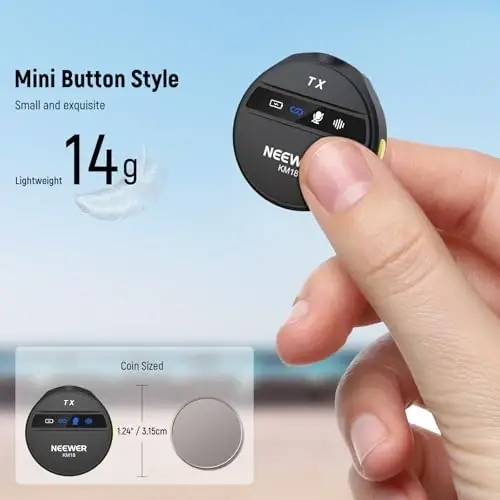 NEEWER KM18 Беспроводной микрофон с зарядным чехлом USB C, OTG, 48 кГц, 24 бит, батарея 20 ч, 3,5 мм TRS, радиус действия 150 м, мини-петличный микрофон с шумоподавлением, совместим с камерой, iPhone, телефоном Android, ноутбуком, ПК - 3
