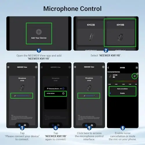 NEEWER KM19B Wireless Lavalier Microphone Transmitter with App Control, 10Hrs Battery, Noise Cancelling Magnetic Mini Clip On Lapel Lav Mic for iPhone Android Phone Video Recording Streaming Vlogging - 5