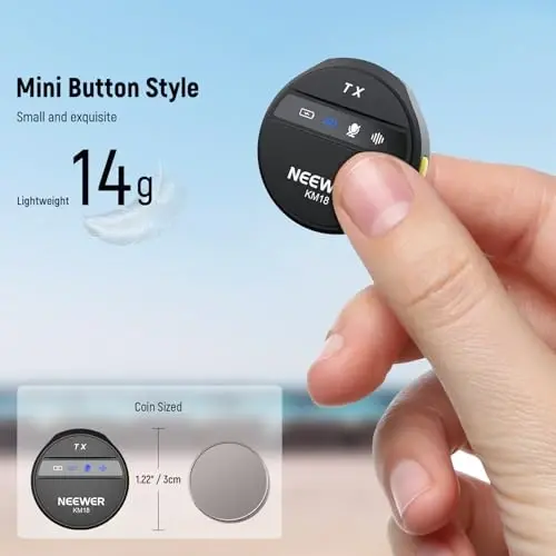 NEEWER Wireless Lavalier Microphone System Compatible with iPhone Android Phone PC Laptop Computer, Noise Cancelling Mini Lapel Mic Set with USB C OTG Charging Case 24H Battery 200m Long Range, KM18 - 3