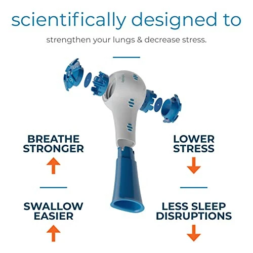 THE BREATHER │ Natural Breathing Exerciser Trainer For Drug-Free Respiratory Therapy │ Breathe Easier with Stronger Lungs │ Guided Mobile Training App Included - The Breather (1)