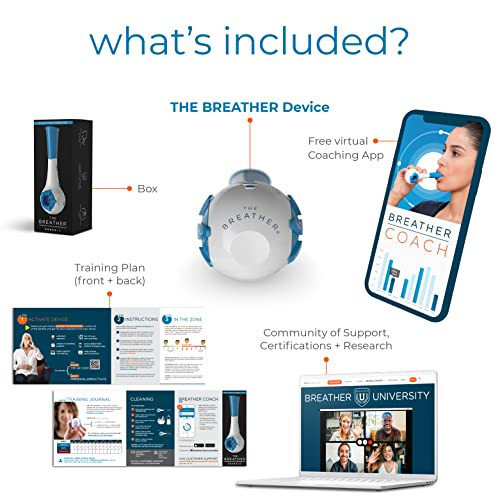 THE BREATHER │ Natural Breathing Exerciser Trainer For Drug-Free Respiratory Therapy │ Breathe Easier with Stronger Lungs │ Guided Mobile Training App Included - 5