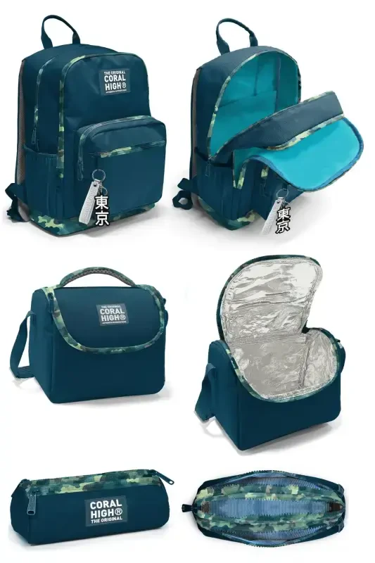 Nefti Kamuflaj Desenli 3'lü SET Maktab Ryukzaki-nefti - 1