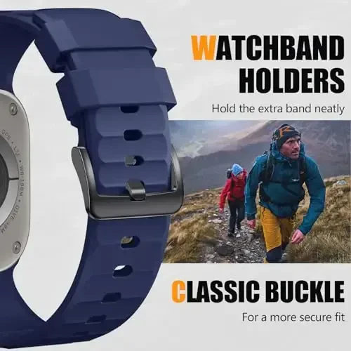 Negatta Sport Band Apple Watch 49mm 46mm 45mm 44mm 42mm erkaklar ayollar uchun mos, Yumshoq silikon nafas oladigan bilaguzuk iWatch Ultra 2 SE Series 10 9 8 7 6 5 4 3 2 1 uchun almashtirish tasmasi - 4