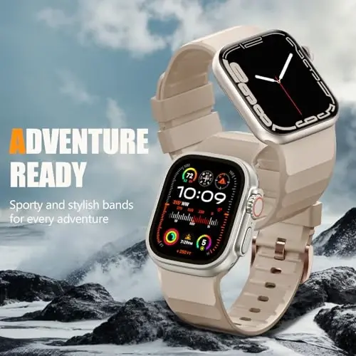 Negatta Sport Band Apple Watch 49mm 46mm 45mm 44mm 42mm erkaklar ayollar uchun mos, Yumshoq silikon nafas oladigan bilaguzuk iWatch Ultra 2 SE Series 10 9 8 7 6 5 4 3 2 1 uchun almashtirish tasmasi - 5