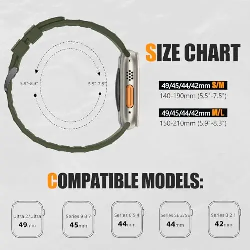 Negatta Sport Band Apple Watch 49mm 46mm 45mm 44mm 42mm erkaklar ayollar uchun mos, Yumshoq silikon nafas oladigan bilaguzuk iWatch Ultra 2 SE Series 10 9 8 7 6 5 4 3 2 1 uchun almashtirish tasmasi - 5