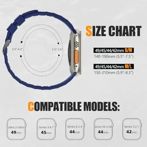 Negatta Sport Band Apple Watch 49mm 46mm 45mm 44mm 42mm erkaklar ayollar uchun mos, Yumshoq silikon nafas oladigan bilaguzuk iWatch Ultra 2 SE Series 10 9 8 7 6 5 4 3 2 1 uchun almashtirish tasmasi - 6