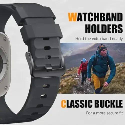 Negatta Sport Band Apple Watch 49mm 46mm 45mm 44mm 42mm erkaklar ayollar uchun mos, Yumshoq silikon nafas oladigan bilaguzuk iWatch Ultra 2 SE Series 10 9 8 7 6 5 4 3 2 1 uchun almashtirish tasmasi - 5