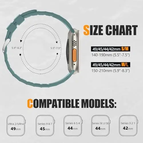 Negatta Sport Band Apple Watch 49mm 46mm 45mm 44mm 42mm erkaklar va ayollar uchun mos keladi, Yumshoq silikon nafas oladigan bilaguzuk iWatch Ultra 2 SE Series 10 9 8 7 6 5 4 3 2 1 uchun almashtirish tasmasi - 6