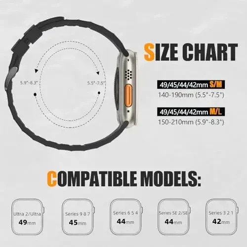 Negatta Sport Band Apple Watch 49mm 46mm 45mm 44mm 42mm erkaklar va ayollar uchun mos, yumshoq silikon nafas oladigan bilaguzuk iWatch Ultra 2 SE Series 10 9 8 7 6 5 4 3 2 1 uchun almashtirish tasmasi - 5