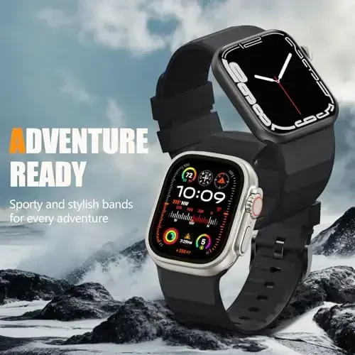 Negatta Sport Band Apple Watch 49mm 46mm 45mm 44mm 42mm erkaklar va ayollar uchun mos, yumshoq silikon nafas oladigan bilaguzuk iWatch Ultra 2 SE Series 10 9 8 7 6 5 4 3 2 1 uchun almashtirish tasmasi - 6