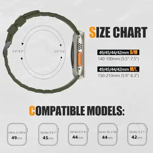 Negatta Sport Band Совместим с Apple Watch 49mm 46mm 45mm 44mm 42mm для мужчин и женщин, мягкий силиконовый дышащий ремешок для iWatch Ultra 2 SE Series 10 9 8 7 6 5 4 3 2 1 - 6