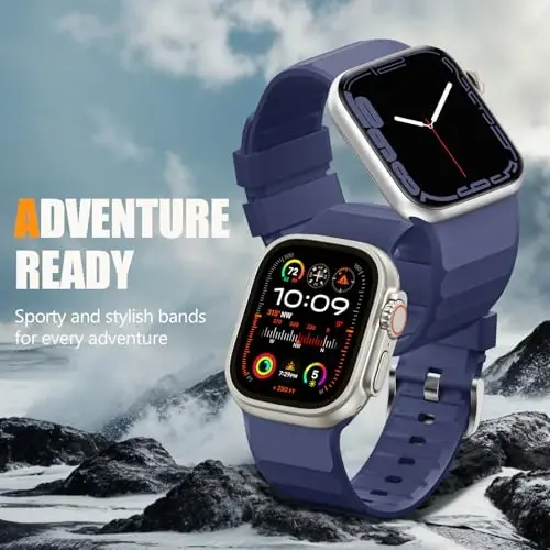 Negatta Sport Band Совместим с Apple Watch 49mm 46mm 45mm 44mm 42mm для мужчин и женщин, мягкий силиконовый дышащий ремешок на запястье для iWatch Ultra 2 SE Series 10 9 8 7 6 5 4 3 2 1 - 5