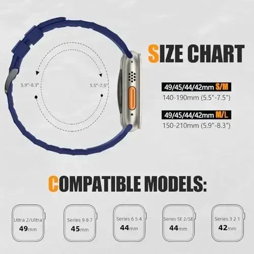 Negatta Sport Band, совместимый с Apple Watch 49 мм 46 мм 45 мм 44 мм 42 мм для мужчин и женщин, мягкий силиконовый дышащий сменный ремешок для iWatch Ultra 2 SE Series 10 9 8 7 6 5 4 3 2 1 - 5