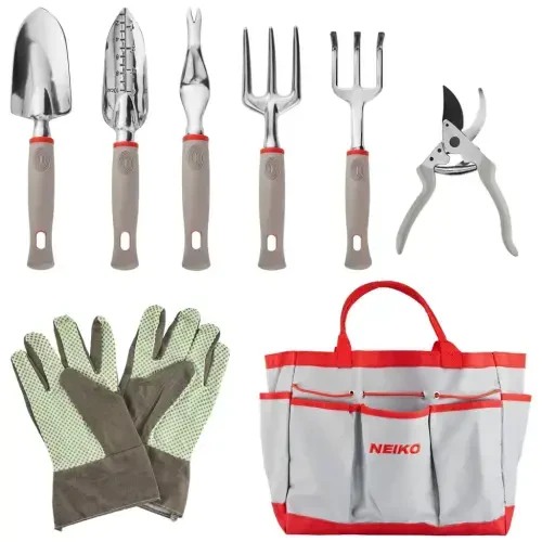 NEIKO 61090A 8 Pc Garden Tool Set, Heavy Duty Gardening Tool Set for Home Garden Planting, Includes Gardening Tool Set Bag for Gardening, Hand Gardening Tools for Women and Men, Gardening Tool Kit - 1