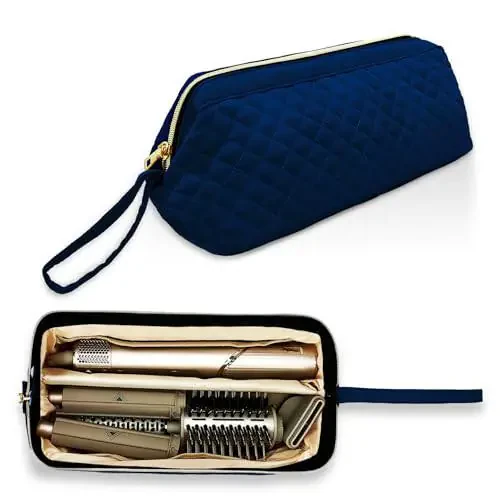 NENYX Single-Layer Water Resistant Travel Carrying Case for Hair Dryer/Shark Flexstyle/Dyson Airwrap and Hair Styler Attachments, Blue(Bag Only) - 1