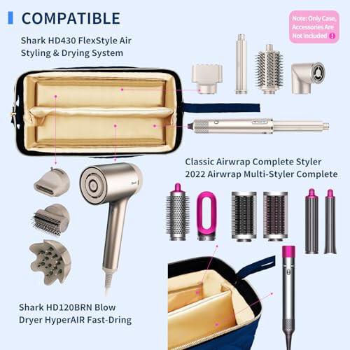 NENYX Yagonal Qatlamli Su O'tkazmaydigan Sayohat Tashish Sumkasi Soch Quruqlagich/Shark Flexstyle/Dyson Airwrap va Soch Tarash Aksessuarlari Uchun, Ko'k (Faqat Sumka) - NENYX (1)