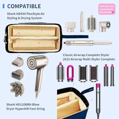 NENYX Yagonal Qatlamli Su O'tkazmaydigan Sayohat Tashish Sumkasi Soch Quruqlagich/Shark Flexstyle/Dyson Airwrap va Soch Tarash Aksessuarlari Uchun, Ko'k (Faqat Sumka) - 2