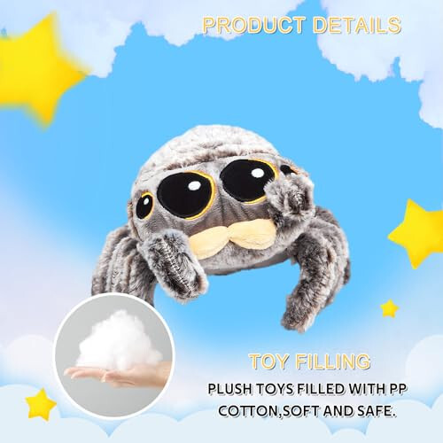 Nenzhu Spider Plush 6.9 inch - Spider Stuffed Animal: Great Jumping Cute Spider Plush Gift for Kids 3+ - 34