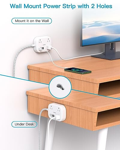 Необходимые вещи для круизного судна, дорожная электролента с USB C, удлинитель с плоской вилкой с 3 розетками 4 USB-портами (2 USB C), 5 футов настольный удлинитель для розетки, не защищающий от скачков напряжения для круизов, общежития, ETL - 6