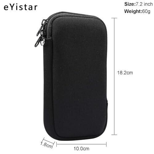 Neoprene Shock Absorbing Proof Pouch Large Cell Phone Sleeve Case Cover w Zipper/Neck Strap for iPhone 14 Plus Samsung Galaxy Note20 Ultra S22 Ultra A13 A03 A23 Moto G Power 2022 LG Stylo 6 (Black) - 5