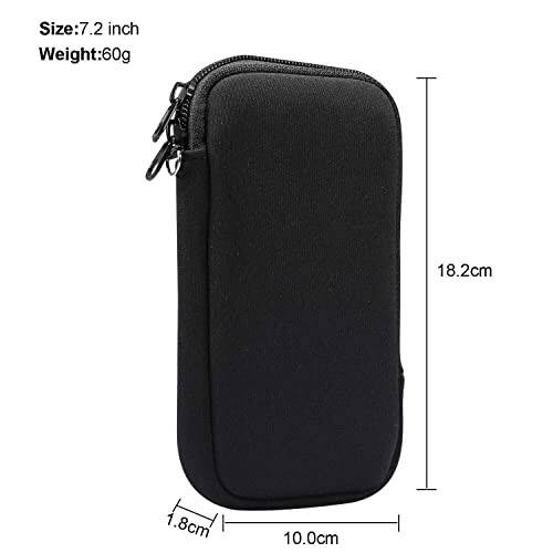 Neopren Şok Emici Kanıt Çanta Büyük Cep Telefonu Kılıf Kılıf Fermuarlı / Boyun Askılı iPhone 14 Plus Samsung Galaxy Note20 Ultra S22 Ultra A13 A03 A23 Moto G Power 2022 LG Stylo 6 (Siyah) - 12