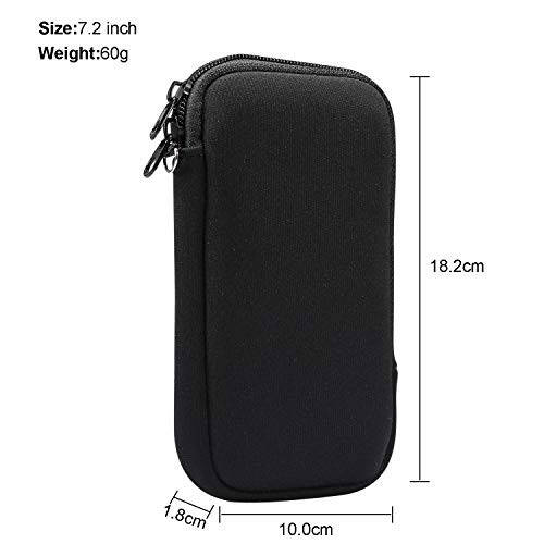 Neopren Şok Emici Kanıt Çanta Büyük Cep Telefonu Kılıf Kılıf Fermuarlı / Boyun Askılı iPhone 14 Plus Samsung Galaxy Note20 Ultra S22 Ultra A13 A03 A23 Moto G Power 2022 LG Stylo 6 (Siyah) - 5