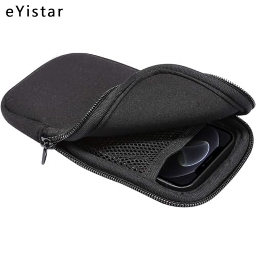 Neopren zarba chidamli isbot sumkasi katta hujayrali telefon qopqoni qopqog'i fermuar / bo'yin tasmasi bilan iPhone 14 Plus Samsung Galaxy Note20 Ultra S22 Ultra A13 A03 A23 Moto G Power 2022 LG Stylo 6 (Qora) - 4