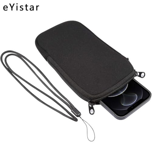 Neopren zarba chidamli isbot sumkasi katta hujayrali telefon qopqoni qopqog'i fermuar / bo'yin tasmasi bilan iPhone 14 Plus Samsung Galaxy Note20 Ultra S22 Ultra A13 A03 A23 Moto G Power 2022 LG Stylo 6 (Qora) - 6