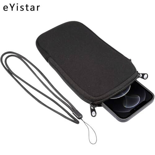 Neopren zarba chidamli isbot sumkasi katta hujayrali telefon qopqoni qopqog'i fermuar / bo'yin tasmasi bilan iPhone 14 Plus Samsung Galaxy Note20 Ultra S22 Ultra A13 A03 A23 Moto G Power 2022 LG Stylo 6 (Qora) - 6