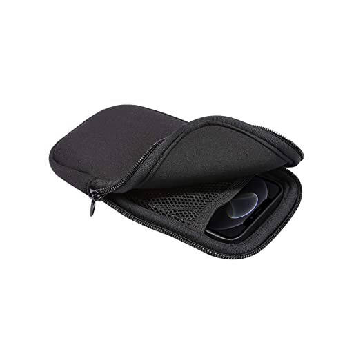 Neoprene Shock Absorbing Proof Pouch Large Cell Phone Sleeve Case Cover w Zipper/Neck Strap for iPhone 14 Plus Samsung Galaxy Note20 Ultra S22 Ultra A13 A03 A23 Moto G Power 2022 LG Stylo 6 (Black) - 11