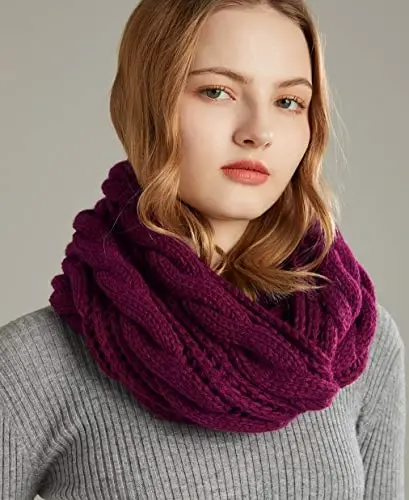 NEOSAN Womens Thick Ribbed Knit Winter Infinity Circle Loop Scarf - 5