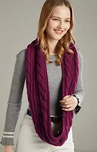 NEOSAN Womens Thick Ribbed Knit Winter Infinity Circle Loop Scarf - 8