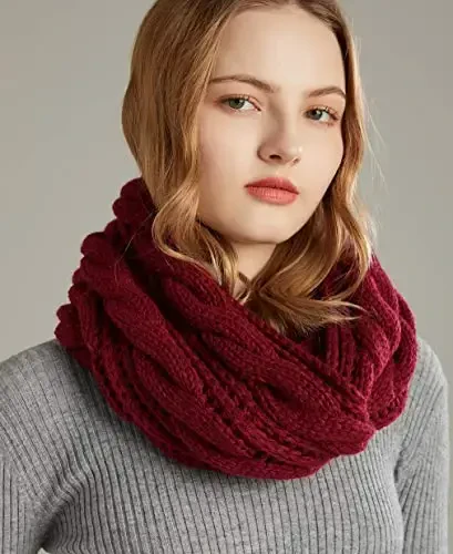 NEOSAN Womens Thick Ribbed Knit Winter Infinity Circle Loop Scarf - 6