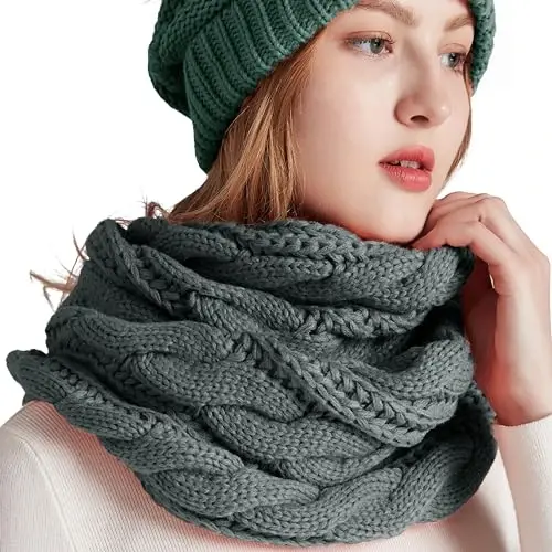 NEOSAN Womens Thick Ribbed Knit Winter Infinity Circle Loop Scarf - 6