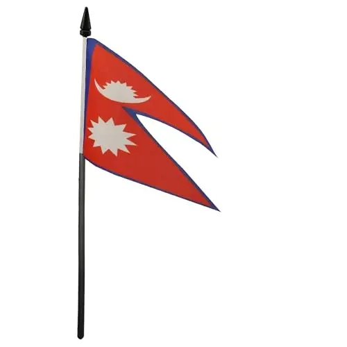 Nepal Table Flag 4'' x 6'' - Nepalese Desk Flag 15 x 10 cm. - Black plastic stick and base - AZ FLAG - 2
