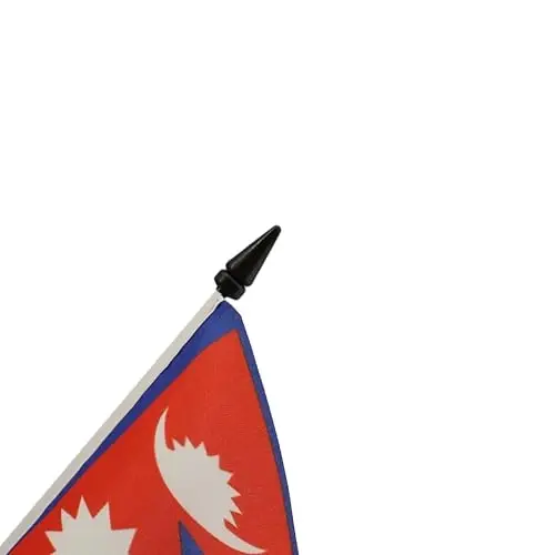Nepal Table Flag 4'' x 6'' - Nepalese Desk Flag 15 x 10 cm. - Black plastic stick and base - AZ FLAG - 4