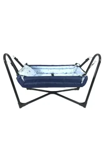 Neptune Metal Cradle Hammock Navy Blue Cotton Fabric-Navy Blue - 3