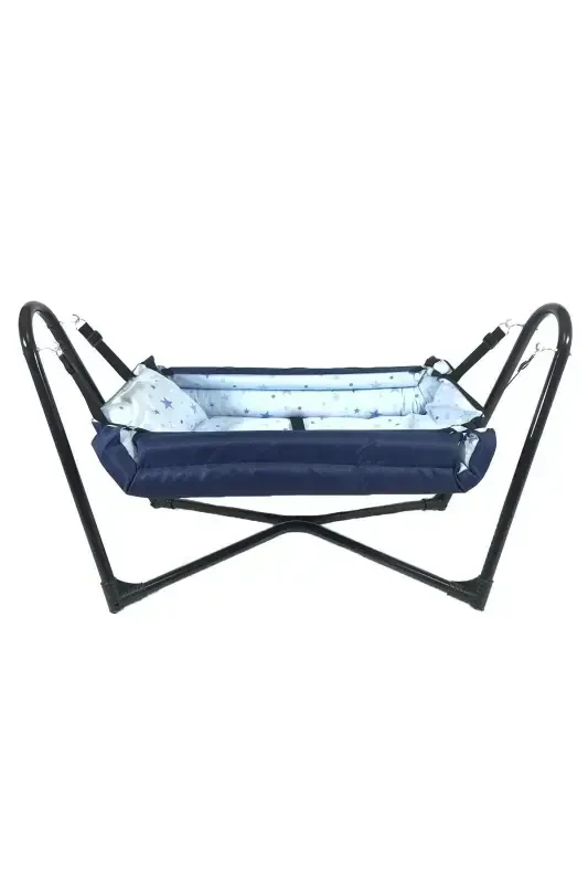 Neptune Metal Cradle Hammock Navy Blue Cotton Fabric-Navy Blue - 3